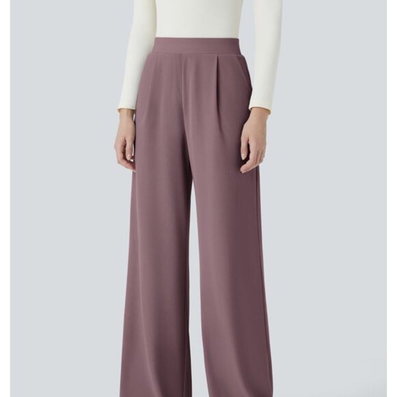 Halara Flex High Waisted Body Sculpt Waist Slimming Wide Leg Waffle Sz Small Pur - Picture 12 of 14